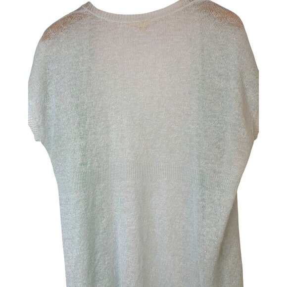 EILEEN FISHER Green Linen Sheer Cap Sleeve Cardigan Sweater Size L RA10139 EUC - Picture 7 of 10